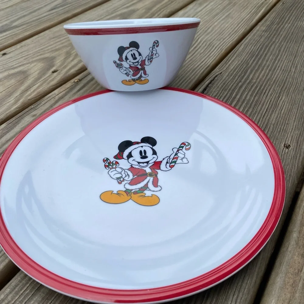 William Sonoma Disney Mickey Mouse Festive Plate and Bowl Set